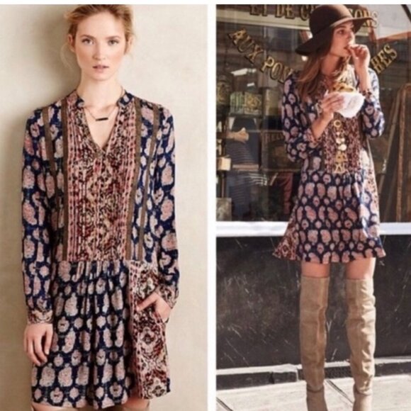 Anthropologie TINY Paquerette Boho Tunic Dress with Pockets Drop Waist - Picture 1 of 14